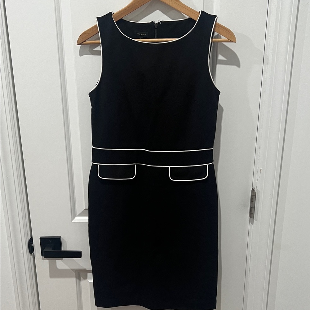 Talbots Black Mini Dress with White Trim‎